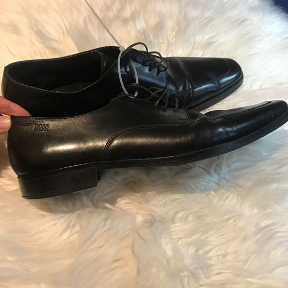 HUGO BOSS Men\'s Black Leather Lace Up Oxford Dress Shoes US 11.5 main image 6